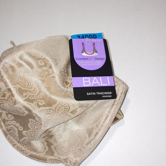 Bali Women's Satin Tracings Underwire Minimizer Bra Tan Beige Size 34DDD - Picture 6 of 6